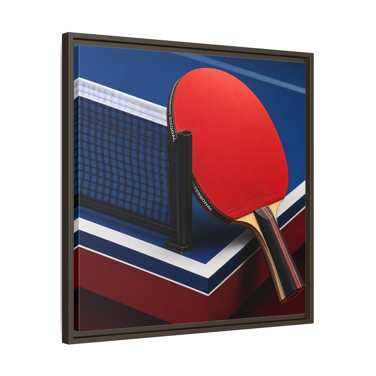 Side Mockup 27. Sports Table Tennis Paddle Table Tennis Sports shown as framed canvas print