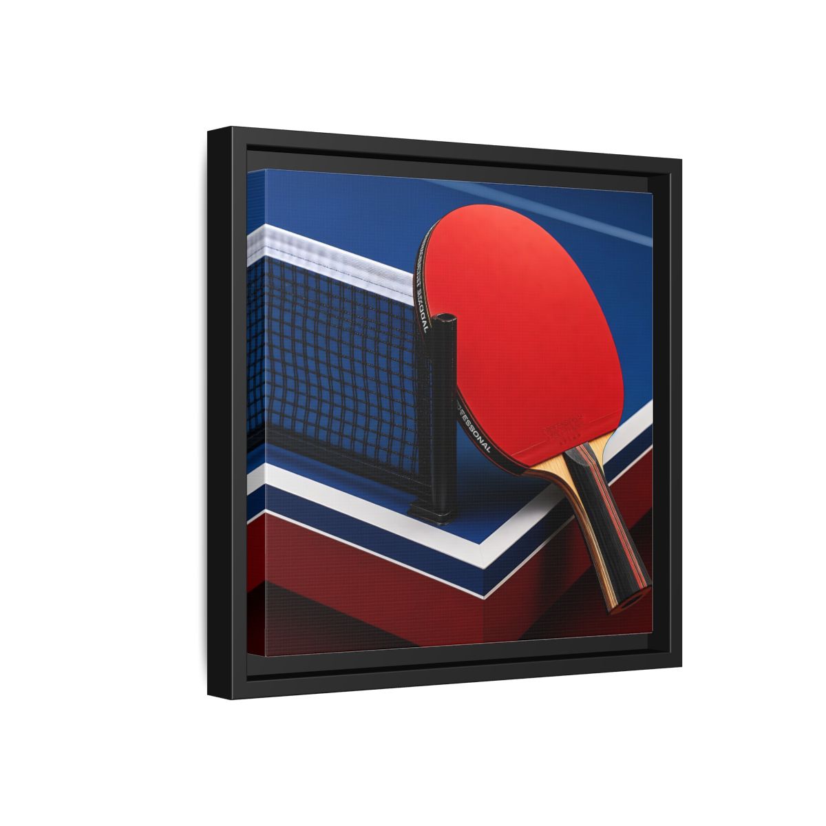 Side Mockup 18. Sports Table Tennis Paddle Table Tennis Sports shown as framed canvas print