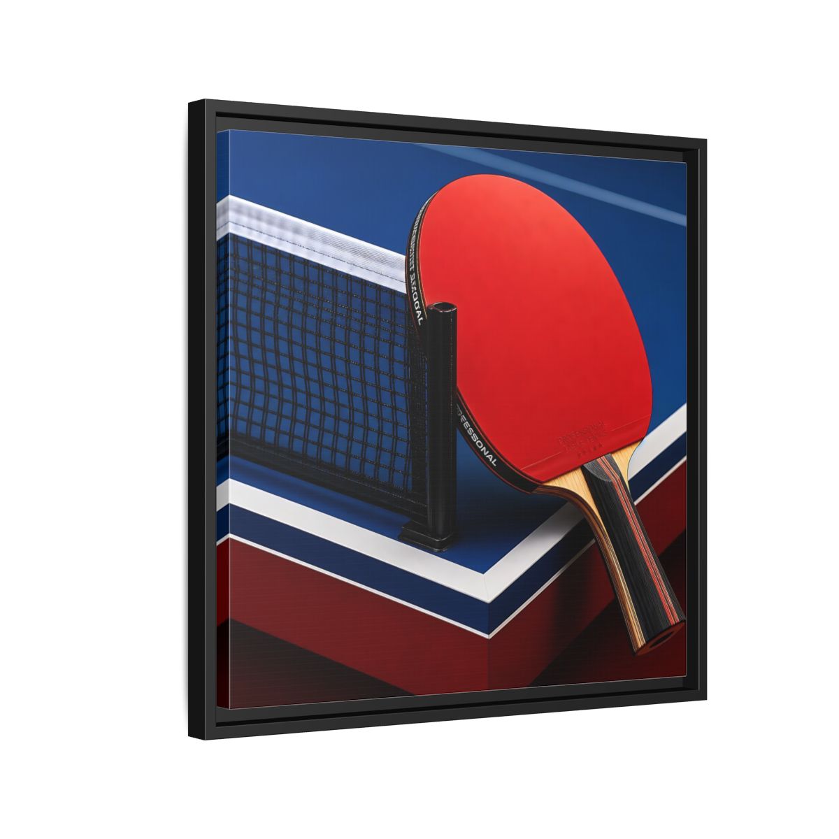 Side Mockup 12. Sports Table Tennis Paddle Table Tennis Sports shown as framed canvas print