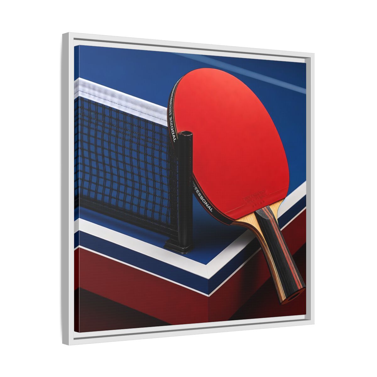 Side Mockup 26. Sports Table Tennis Paddle Table Tennis Sports shown as framed canvas print