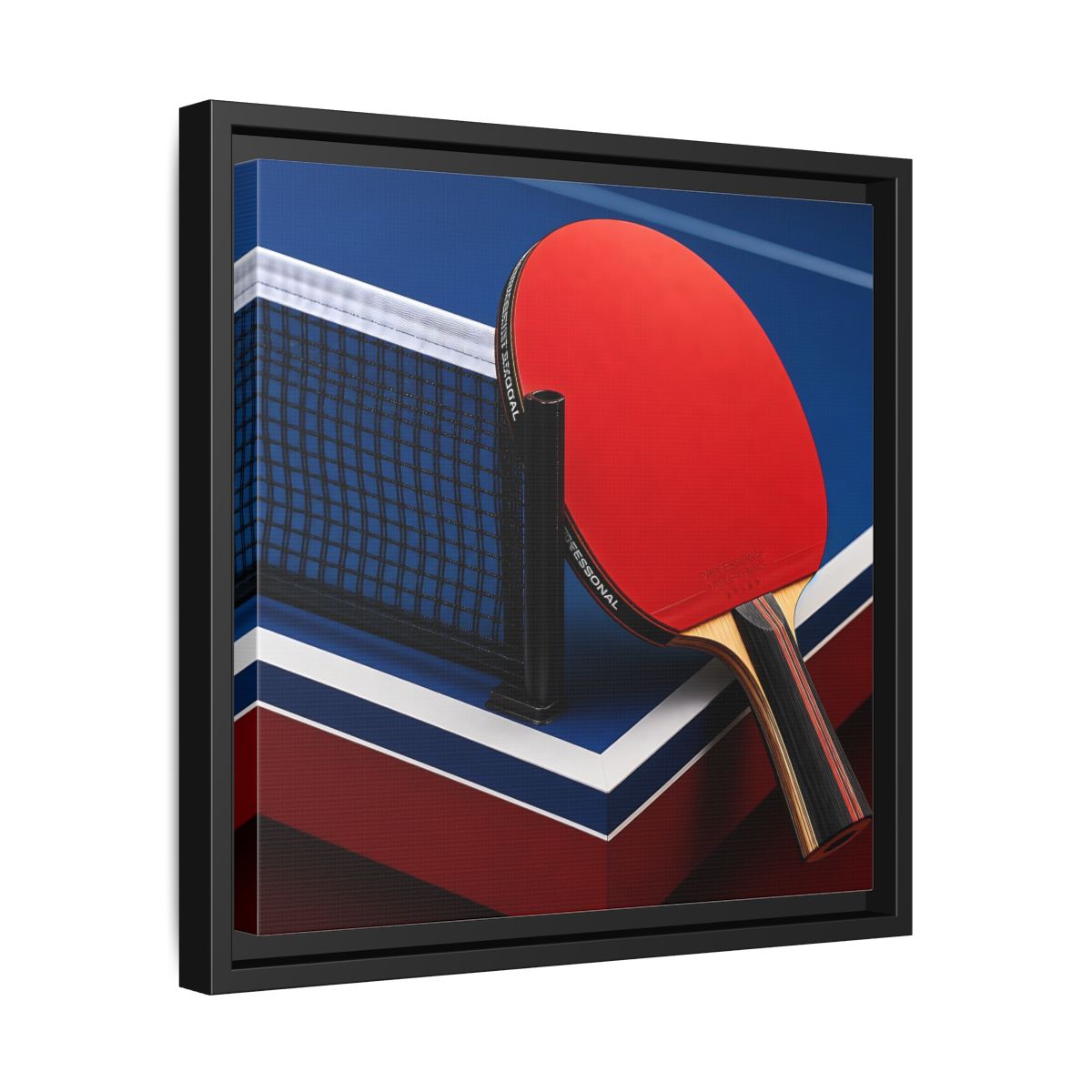 Side Mockup 32. Sports Table Tennis Paddle Table Tennis Sports shown as framed canvas print