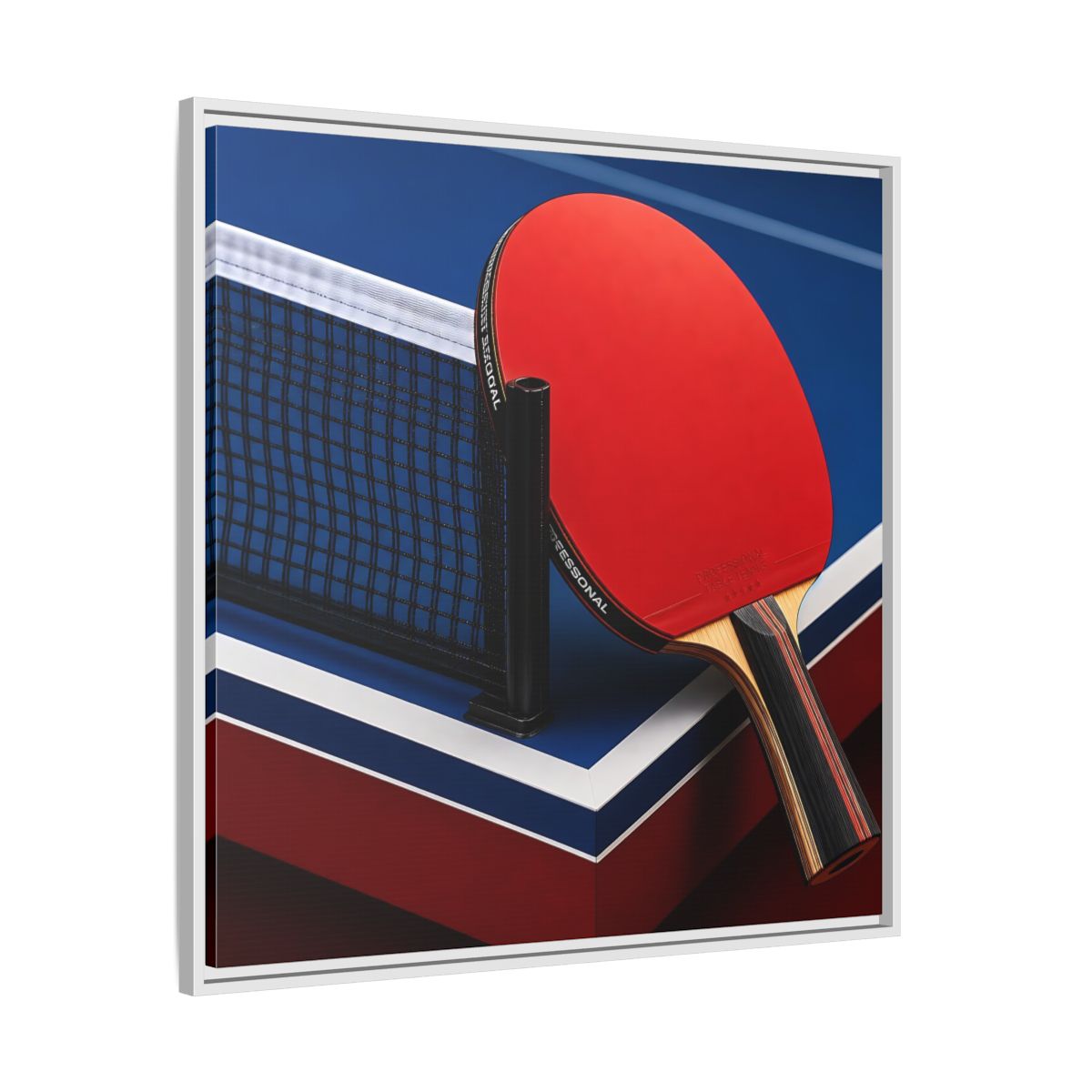 Side Mockup 25. Sports Table Tennis Paddle Table Tennis Sports shown as framed canvas print