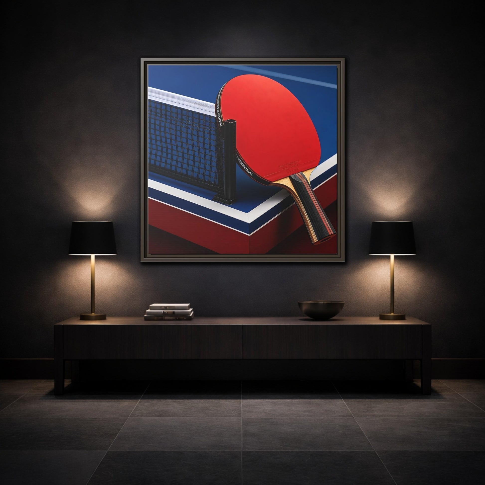 Mockup 3. Sports Table Tennis Paddle Table Tennis Sports shown as framed canvas print