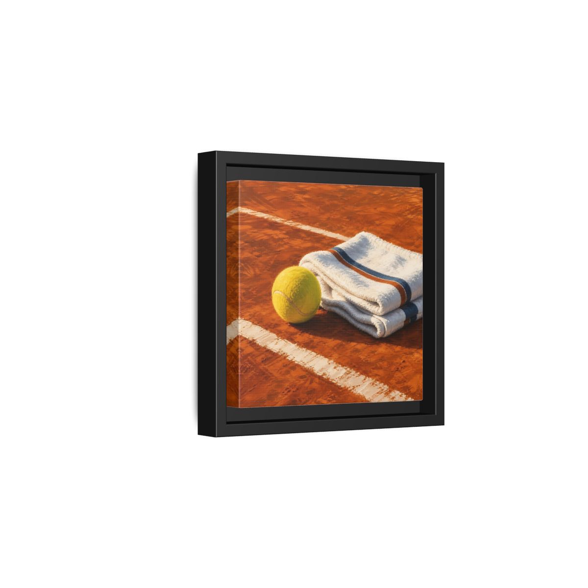 Side Mockup 3. Sports Tennis Ball Orange And Green shown as framed canvas print