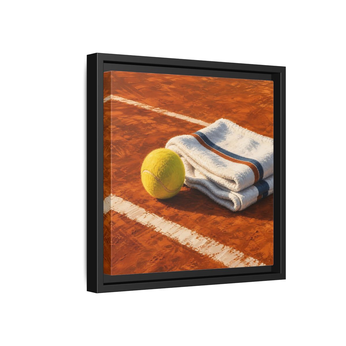 Side Mockup 18. Sports Tennis Ball Orange And Green shown as framed canvas print