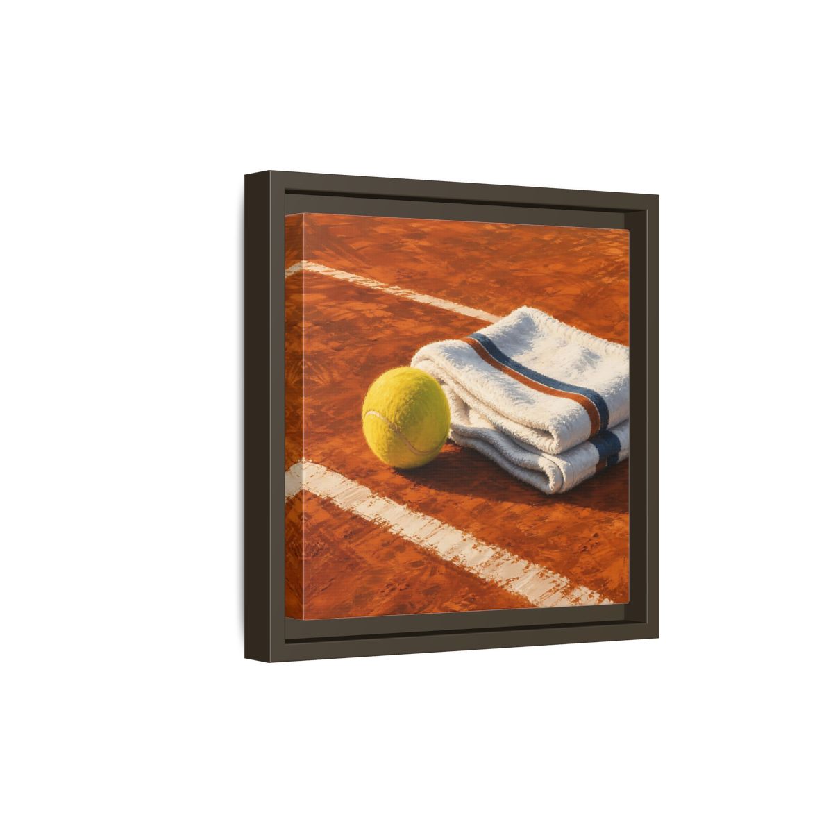Side Mockup 20. Sports Tennis Ball Orange And Green shown as framed canvas print