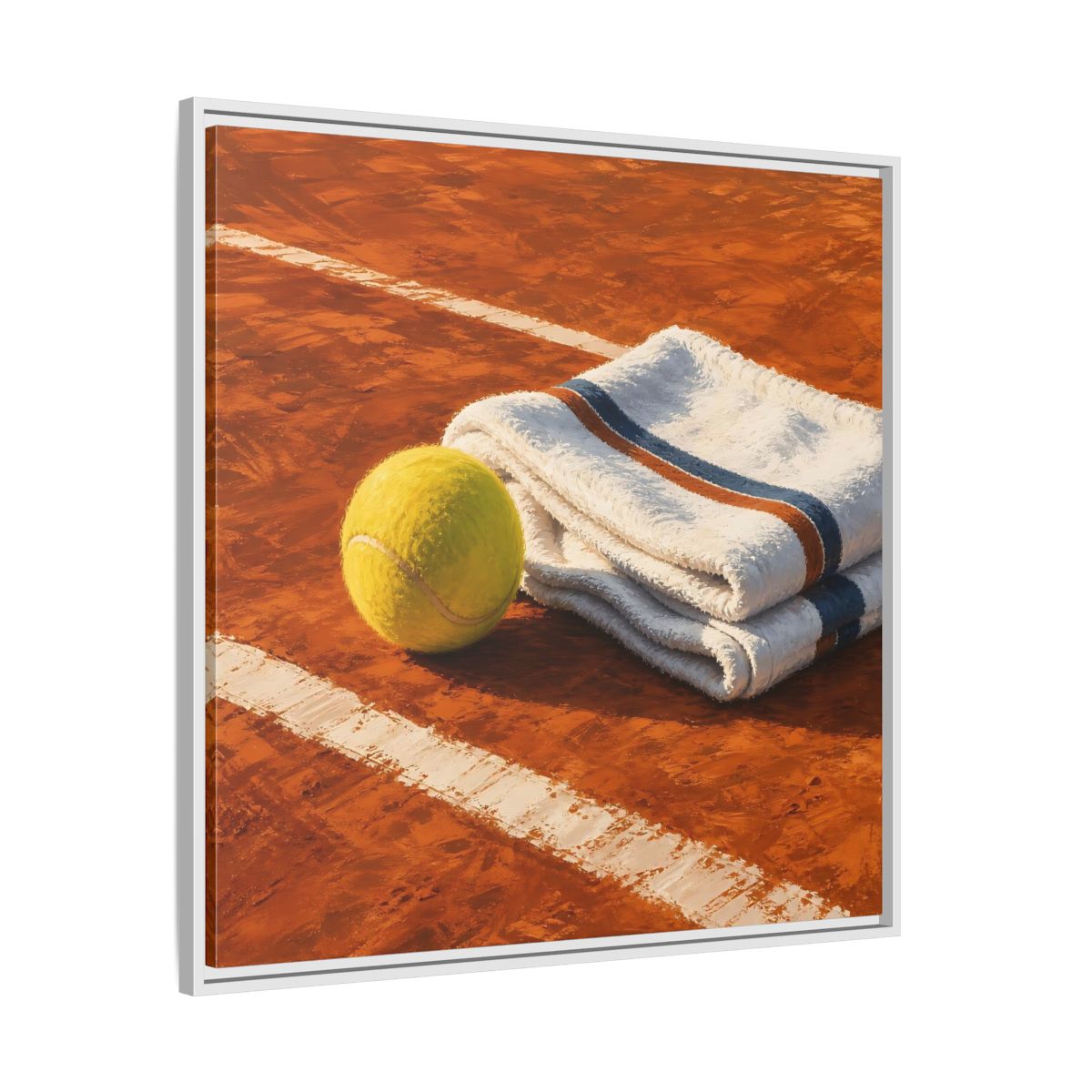 Side Mockup 25. Sports Tennis Ball Orange And Green shown as framed canvas print