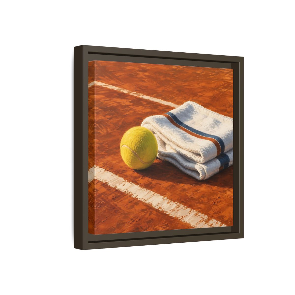 Side Mockup 17. Sports Tennis Ball Orange And Green shown as framed canvas print