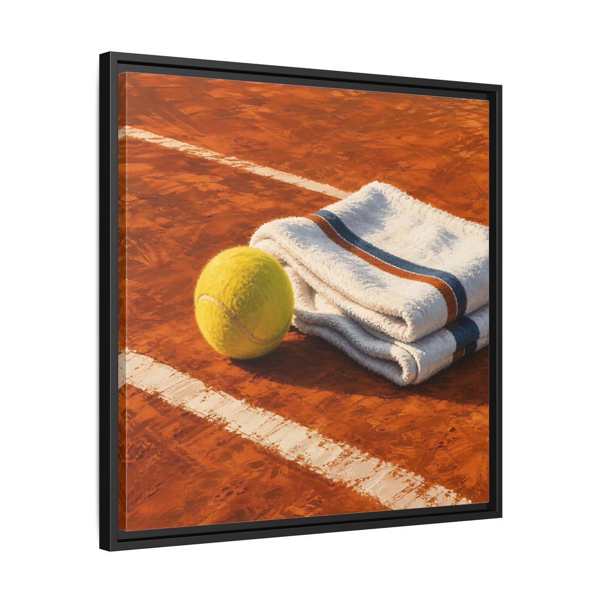 Side Mockup 31. Sports Tennis Ball Orange And Green shown as framed canvas print