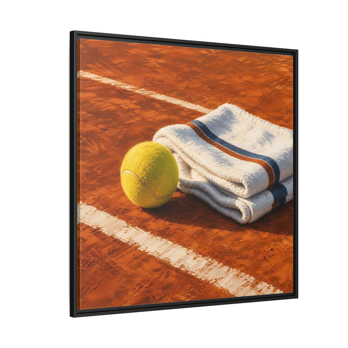 Side Mockup 6. Sports Tennis Ball Orange And Green shown as framed canvas print