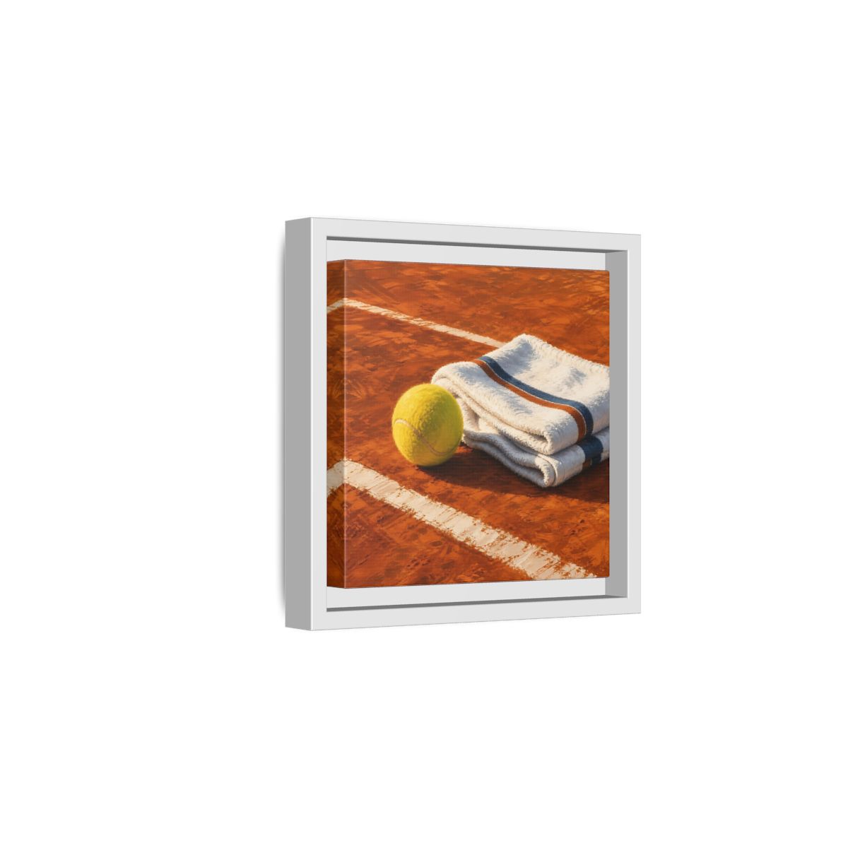 Side Mockup 1. Sports Tennis Ball Orange And Green shown as framed canvas print