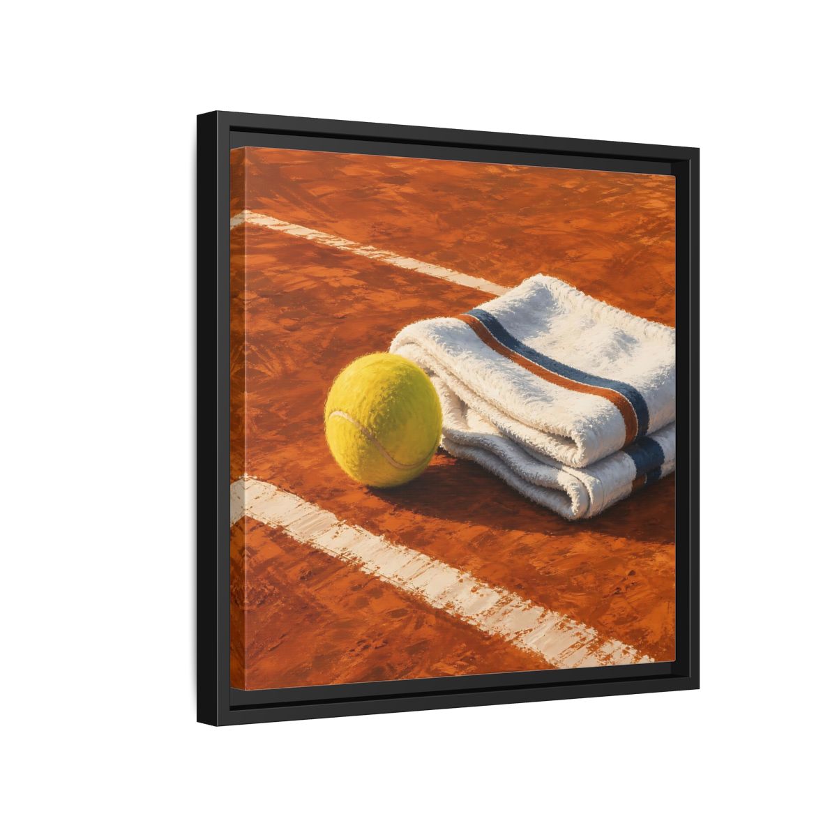 Side Mockup 15. Sports Tennis Ball Orange And Green shown as framed canvas print