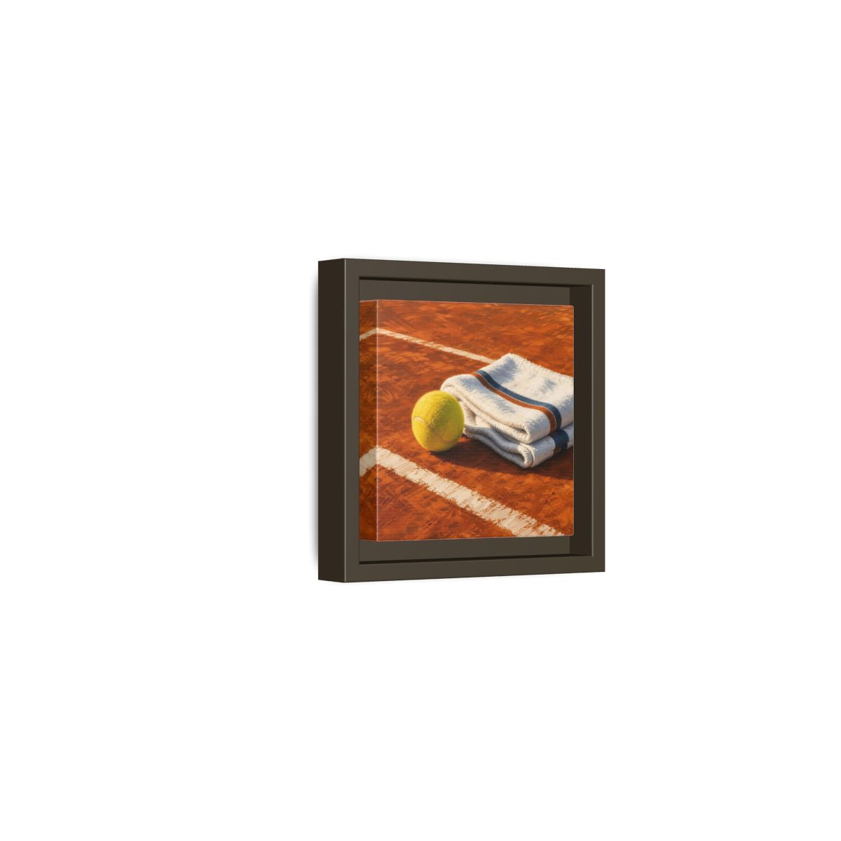 Side Mockup 23. Sports Tennis Ball Orange And Green shown as framed canvas print