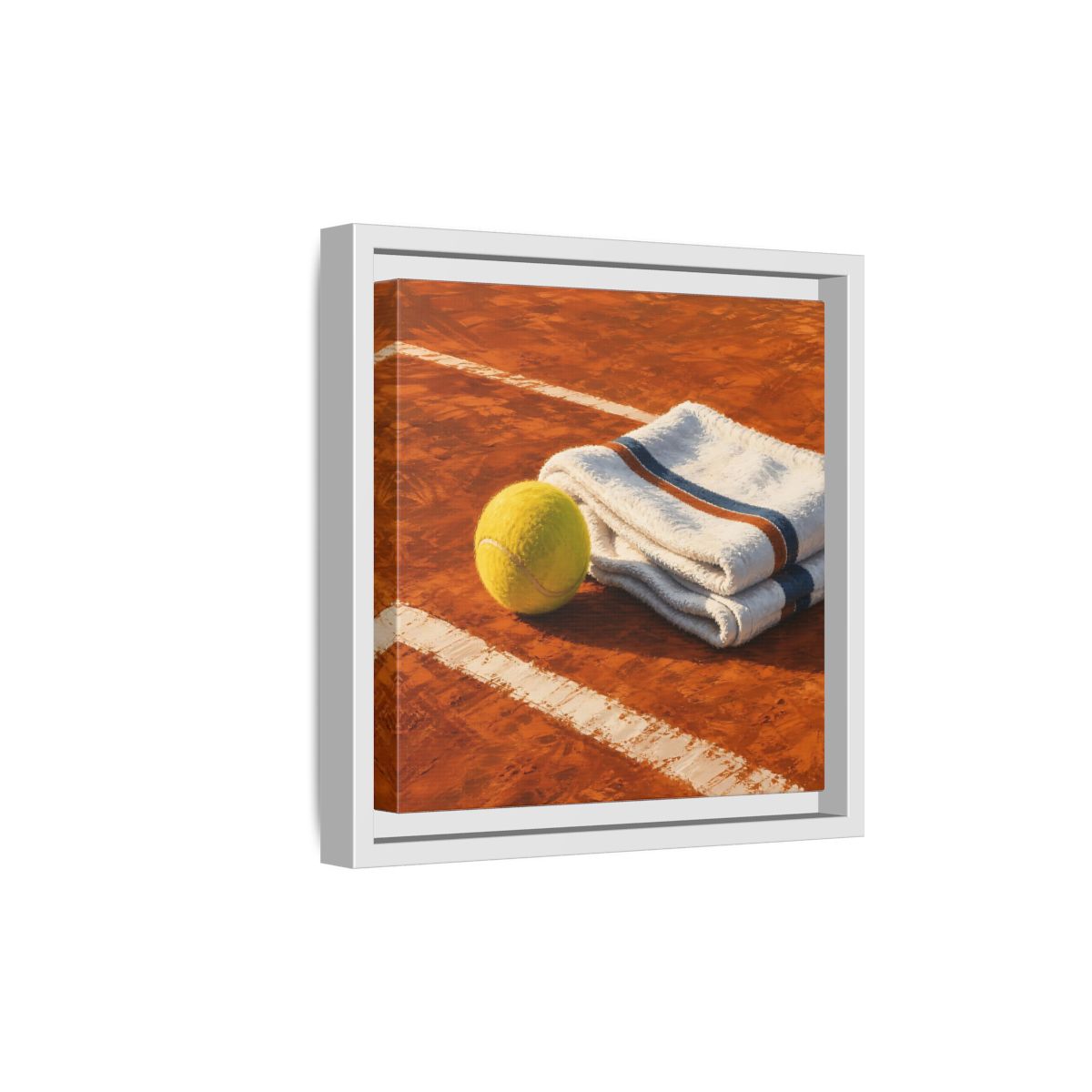 Side Mockup 19. Sports Tennis Ball Orange And Green shown as framed canvas print