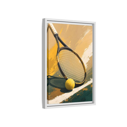 Side Mockup 4. Sports Tennis Equipment Yellow And Green shown as framed canvas print