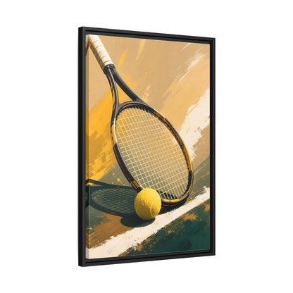Side Mockup 14. Sports Tennis Equipment Yellow And Green shown as framed canvas print