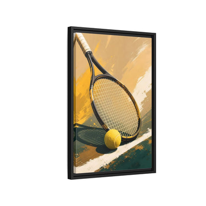 Side Mockup 3. Sports Tennis Equipment Yellow And Green shown as framed canvas print