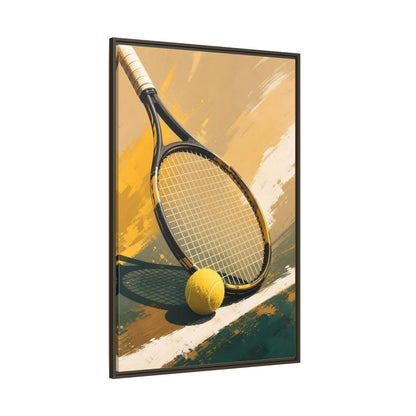 Side Mockup 8. Sports Tennis Equipment Yellow And Green shown as framed canvas print