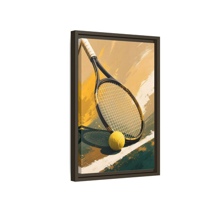 Side Mockup 5. Sports Tennis Equipment Yellow And Green shown as framed canvas print