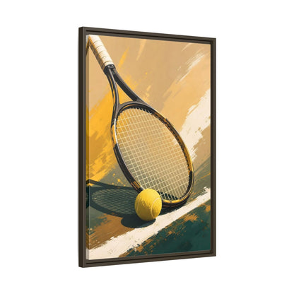 Side Mockup 11. Sports Tennis Equipment Yellow And Green shown as framed canvas print