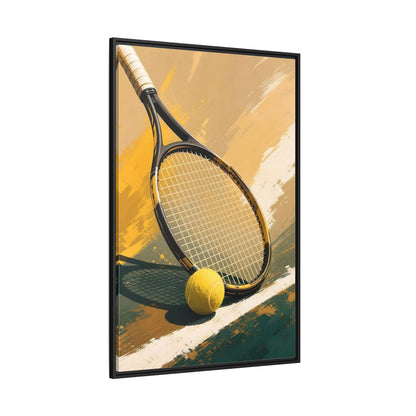 Side Mockup 12. Sports Tennis Equipment Yellow And Green shown as framed canvas print