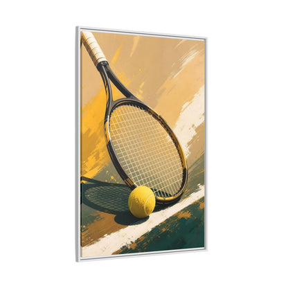 Side Mockup 7. Sports Tennis Equipment Yellow And Green shown as framed canvas print