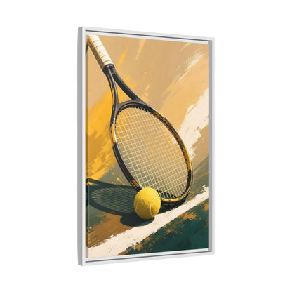 Side Mockup 10. Sports Tennis Equipment Yellow And Green shown as framed canvas print