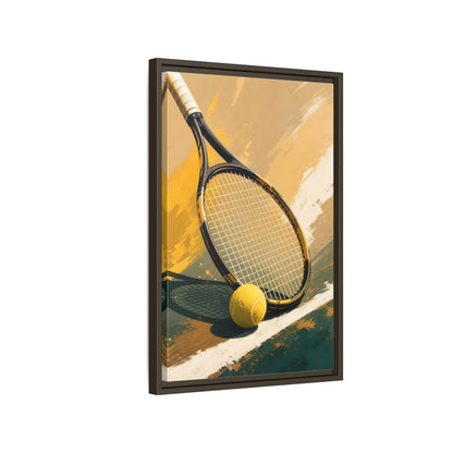 Side Mockup 2. Sports Tennis Equipment Yellow And Green shown as framed canvas print