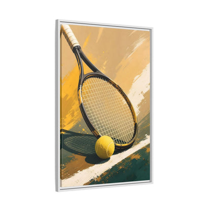 Side Mockup 9. Sports Tennis Equipment Yellow And Green shown as framed canvas print
