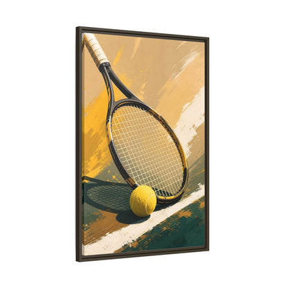 Main Mockup. Sports Tennis Equipment Yellow And Green shown as framed canvas print