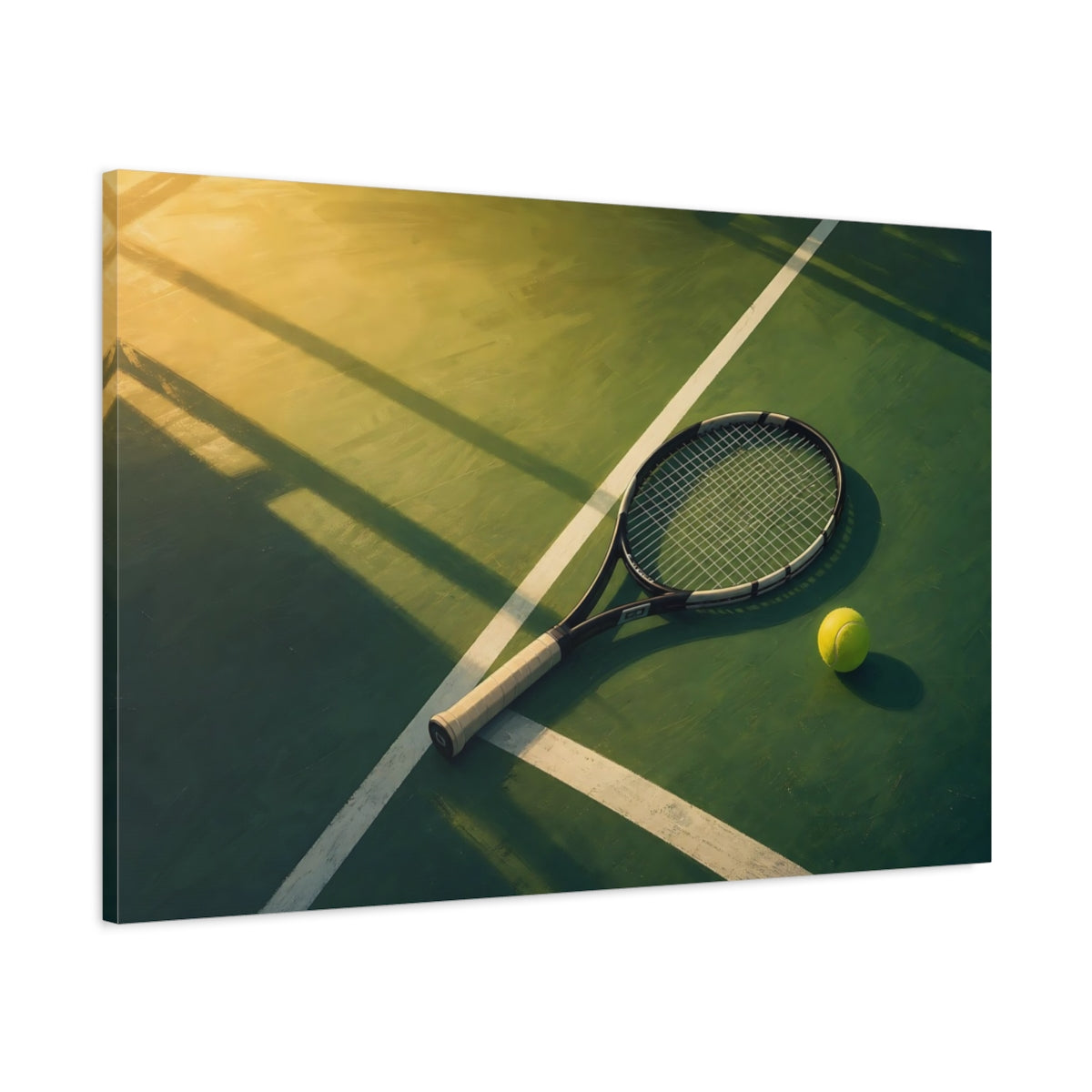 Main Mockup. Sports Tennis Gear Green And Gold shown as canvas print
