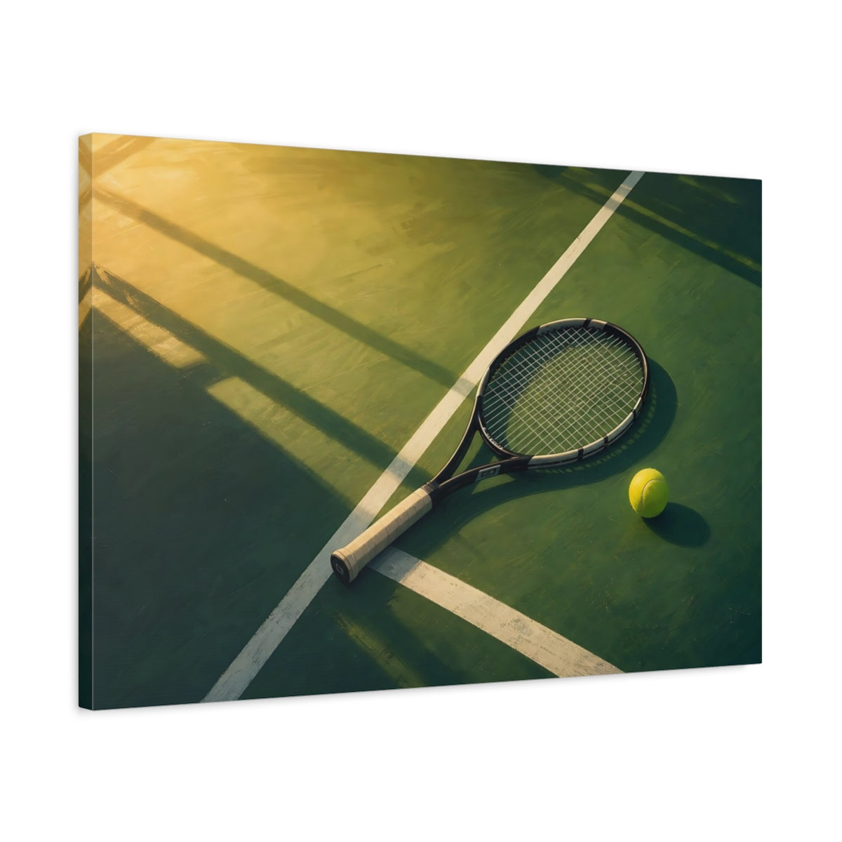 Side Mockup 2. Sports Tennis Gear Green And Gold shown as canvas print