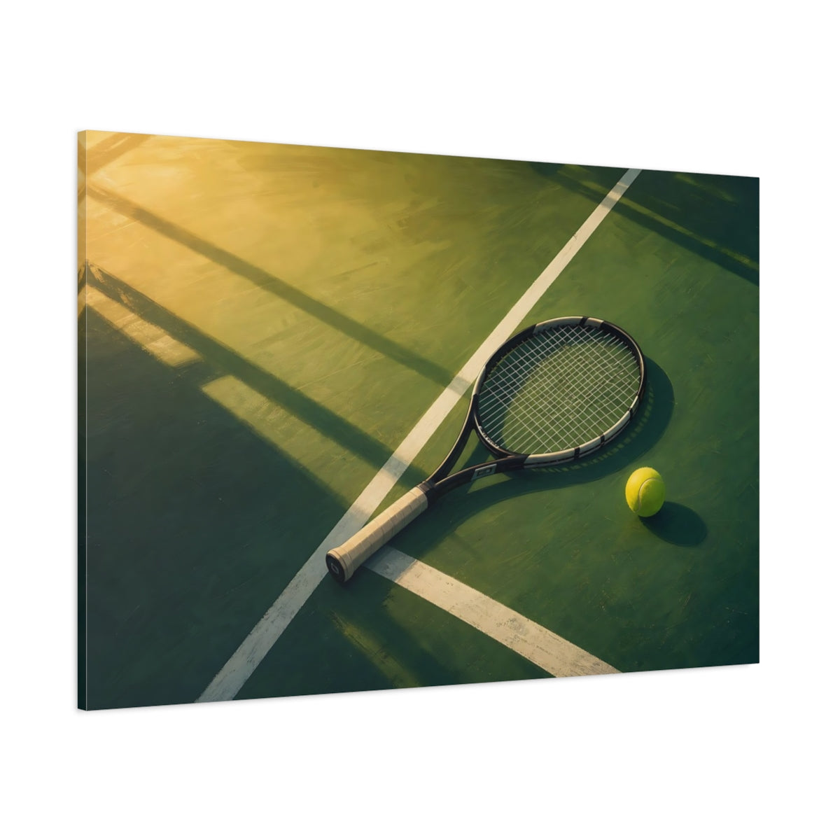 Side Mockup 1. Sports Tennis Gear Green And Gold shown as canvas print