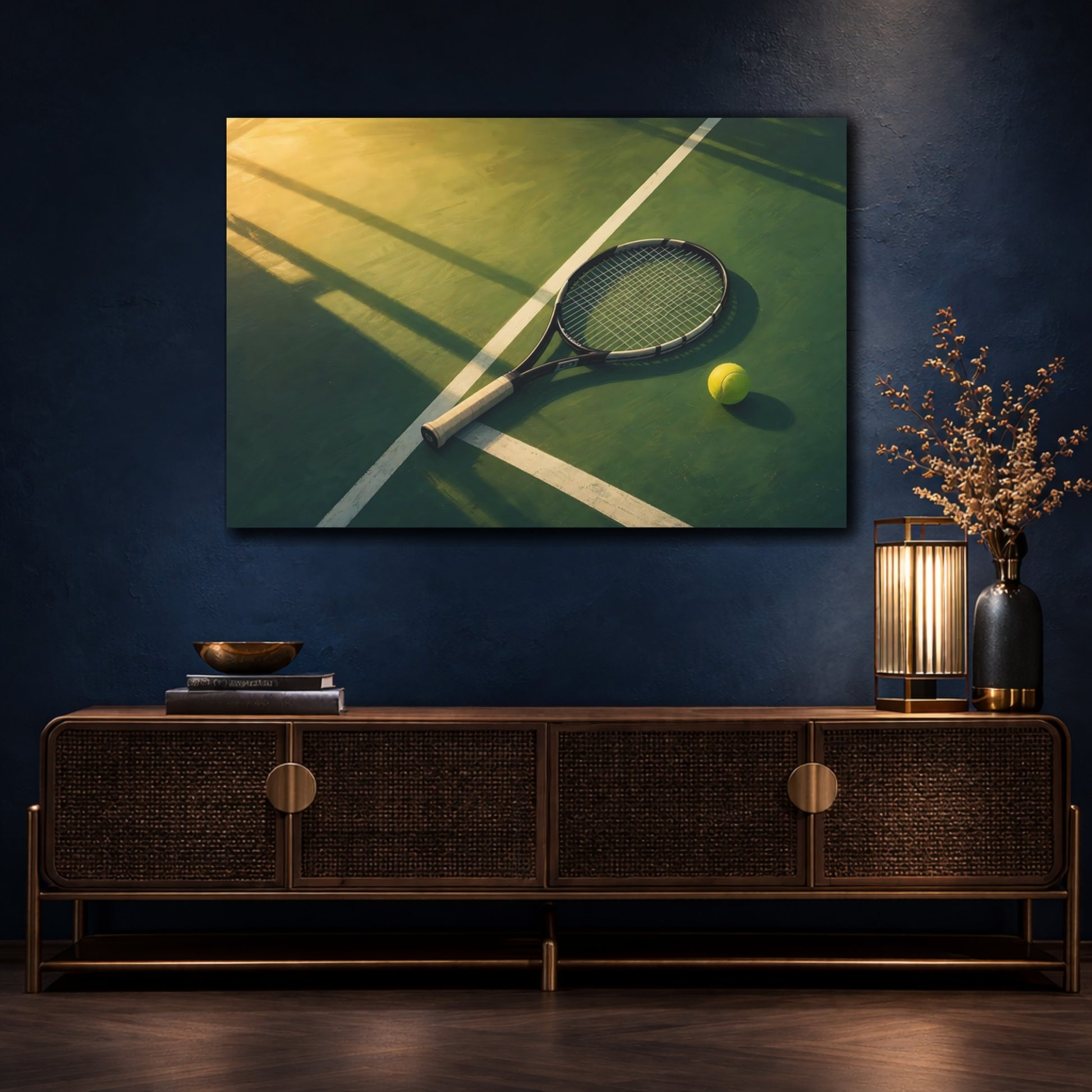 Mockup 4. Sports Tennis Gear Green And Gold shown as canvas print