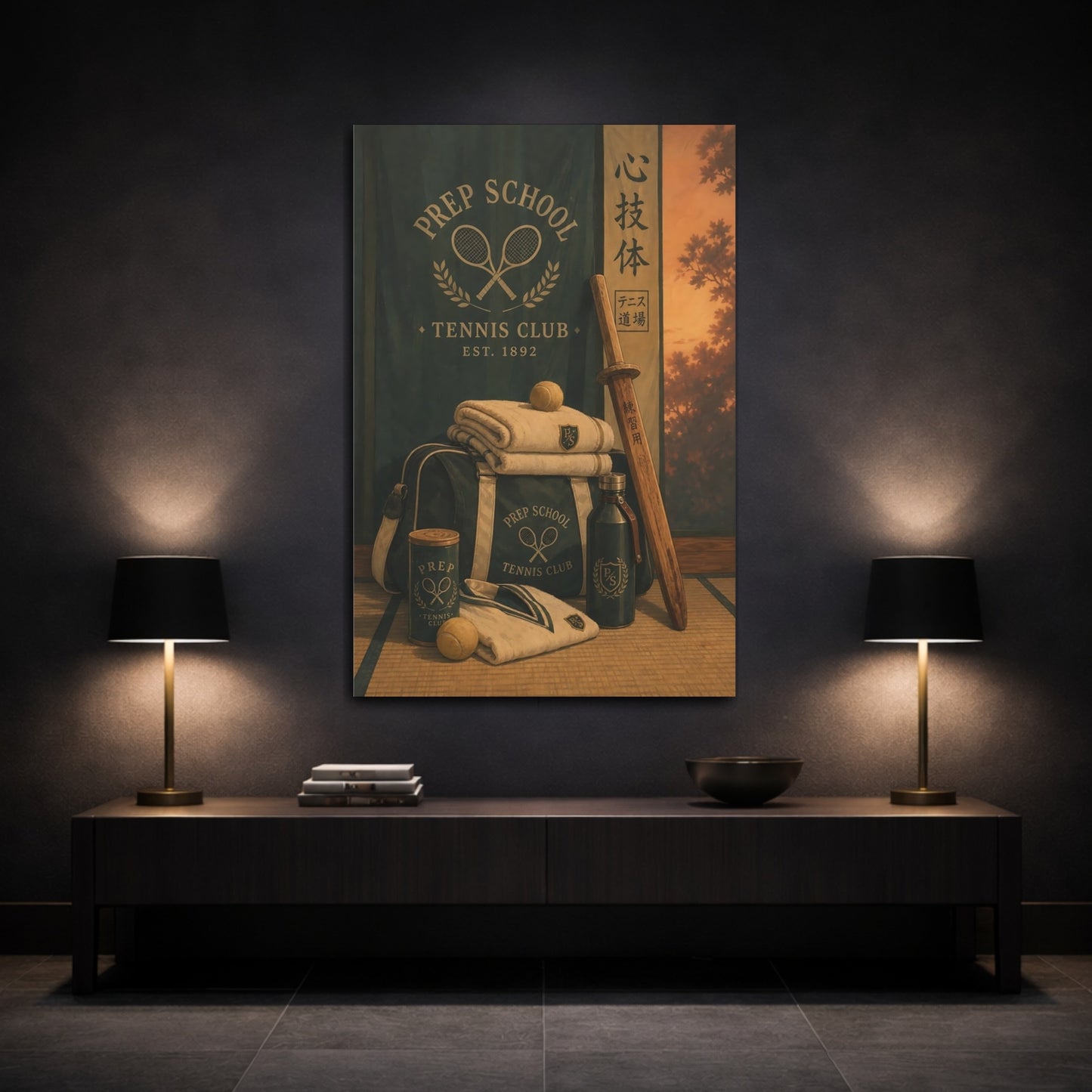 Mockup 3. Sports Tennis Gear Teal And Brown Tennis shown as canvas print