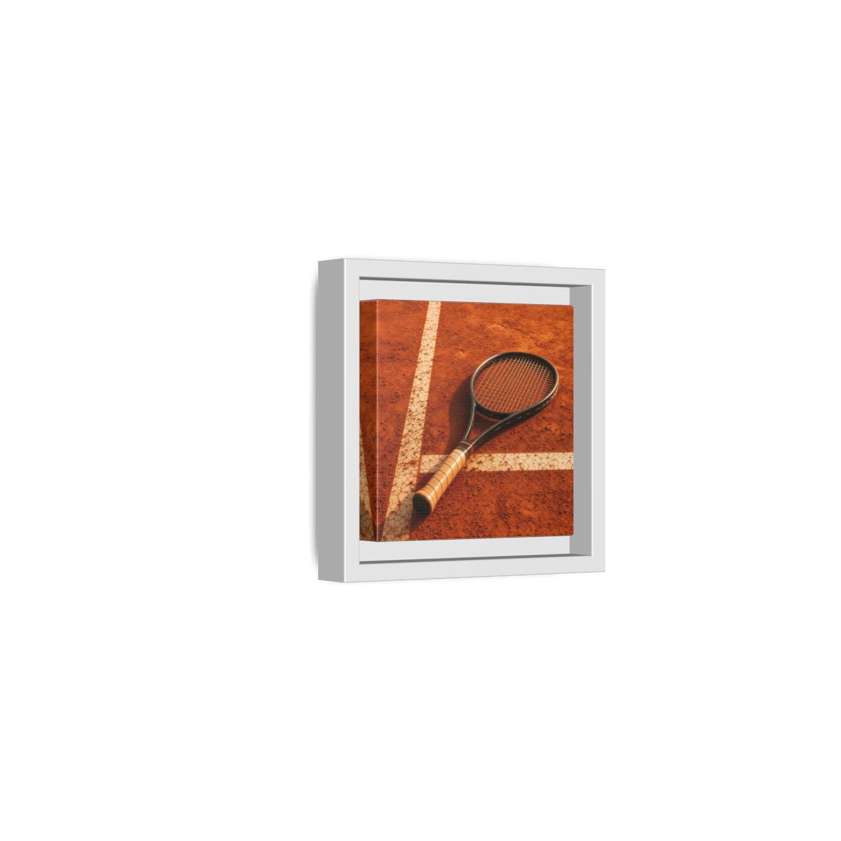 Side Mockup 22. Sports Tennis Racket Tennis Clay Court shown as framed canvas print