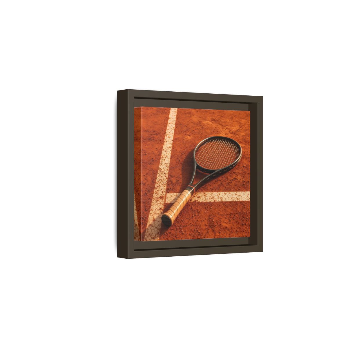 Side Mockup 2. Sports Tennis Racket Tennis Clay Court shown as framed canvas print