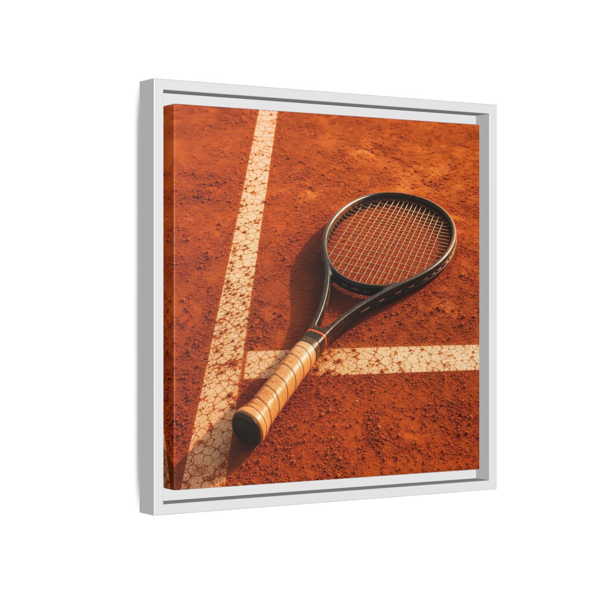 Side Mockup 13. Sports Tennis Racket Tennis Clay Court shown as framed canvas print
