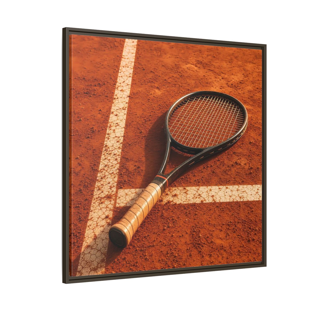 Side Mockup 5. Sports Tennis Racket Tennis Clay Court shown as framed canvas print