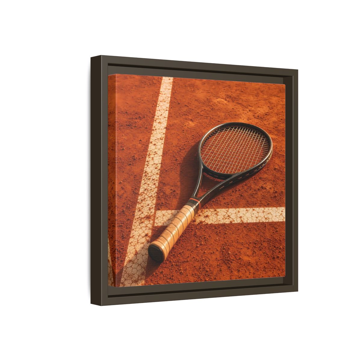 Side Mockup 17. Sports Tennis Racket Tennis Clay Court shown as framed canvas print