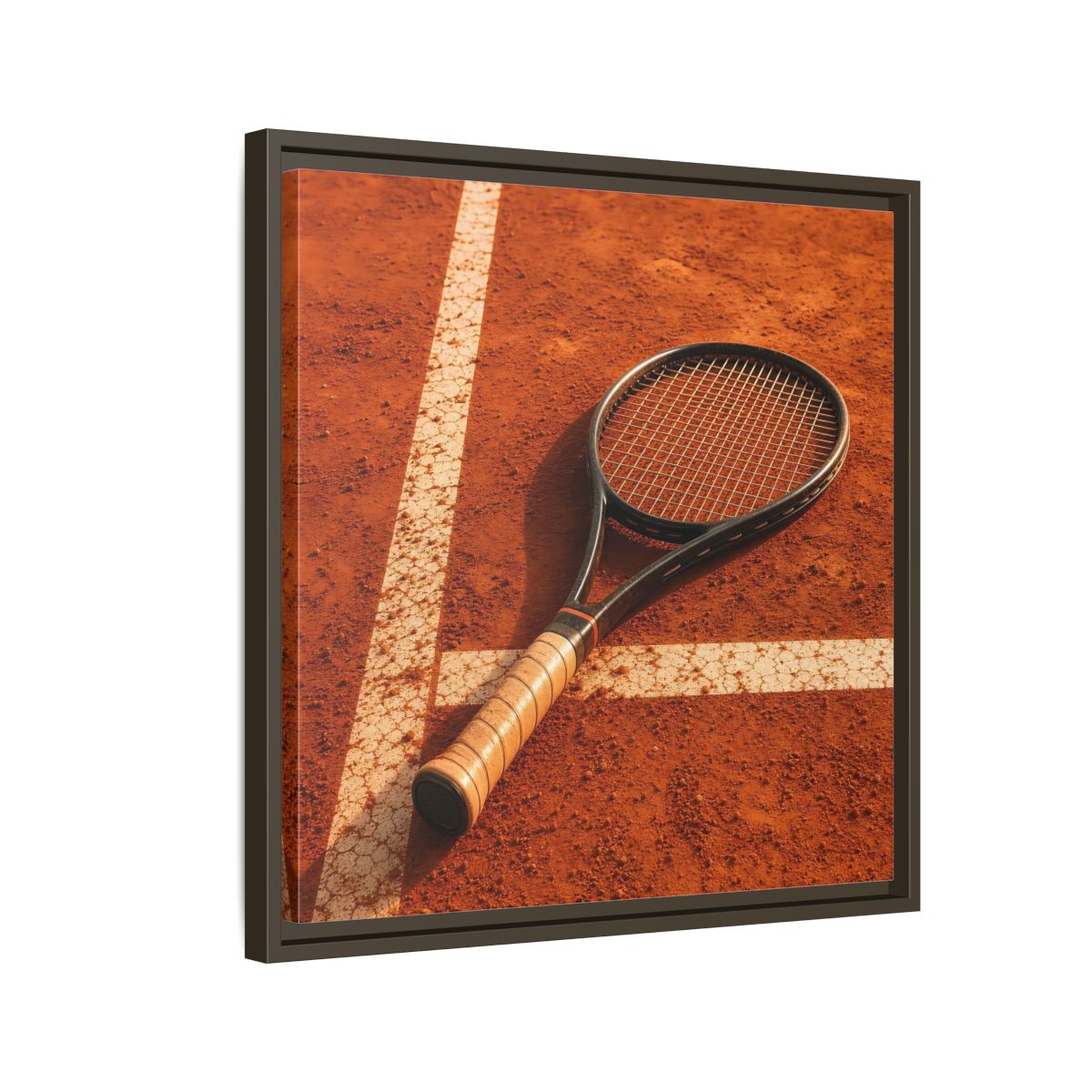 Side Mockup 11. Sports Tennis Racket Tennis Clay Court shown as framed canvas print