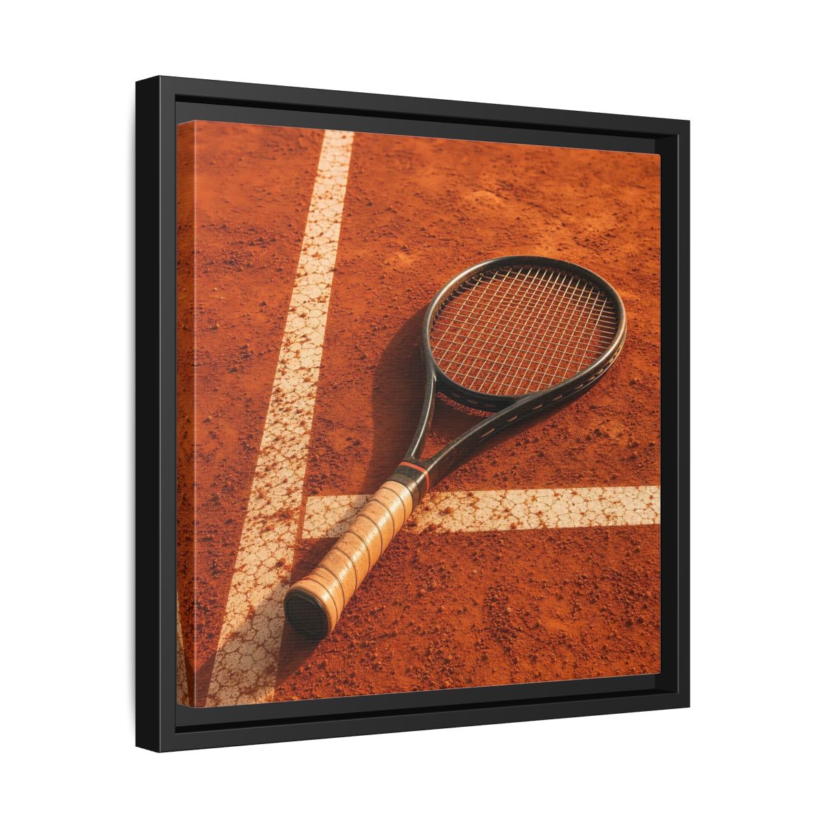 Side Mockup 32. Sports Tennis Racket Tennis Clay Court shown as framed canvas print