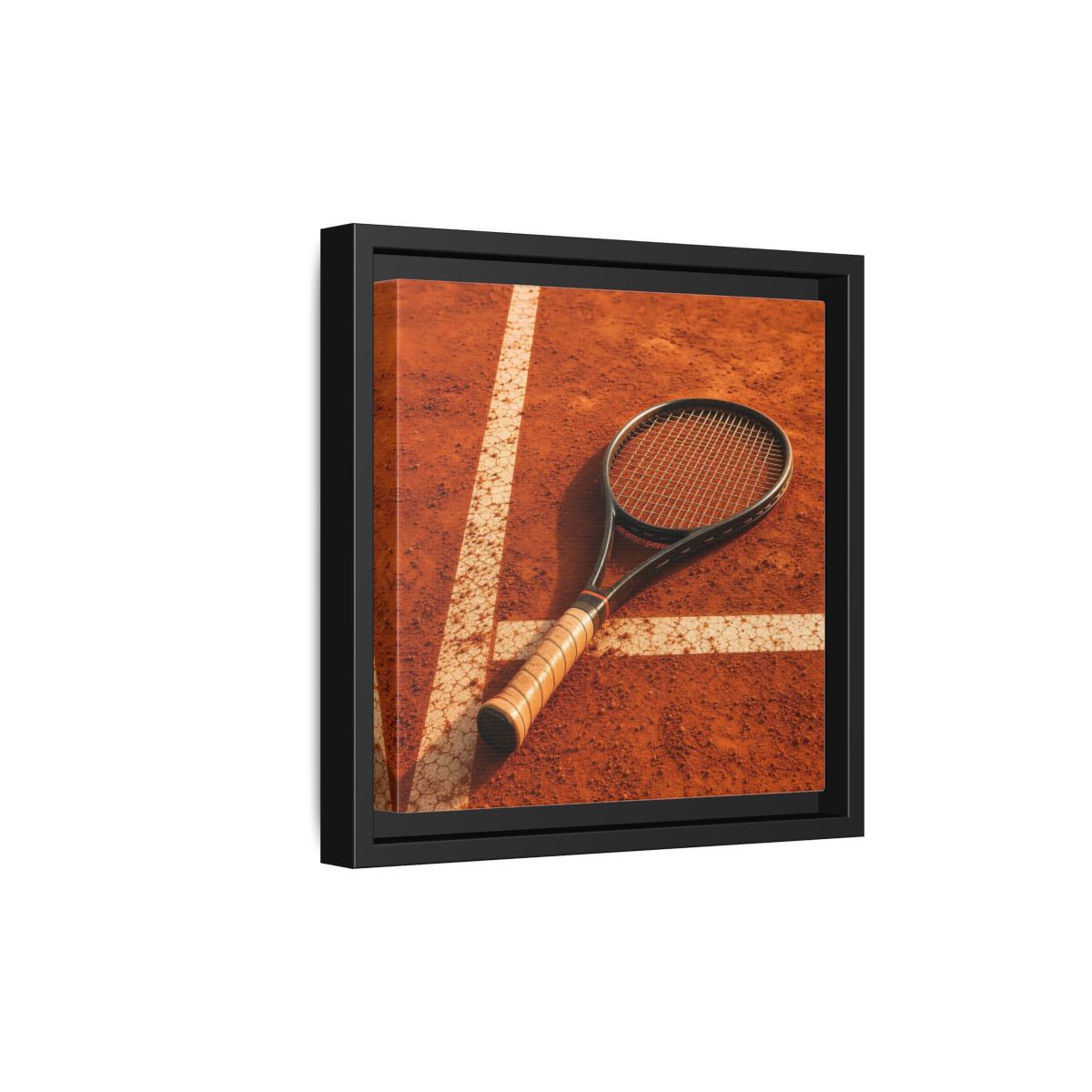 Side Mockup 21. Sports Tennis Racket Tennis Clay Court shown as framed canvas print