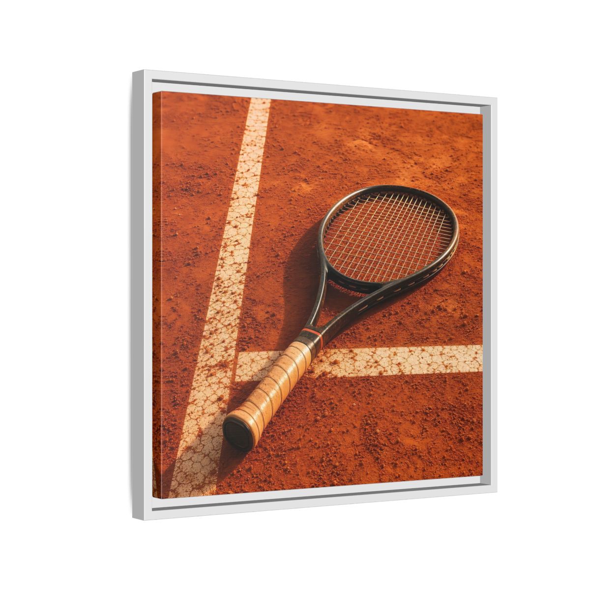 Side Mockup 10. Sports Tennis Racket Tennis Clay Court shown as framed canvas print