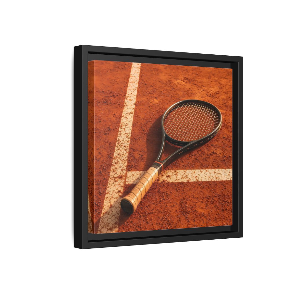 Side Mockup 18. Sports Tennis Racket Tennis Clay Court shown as framed canvas print