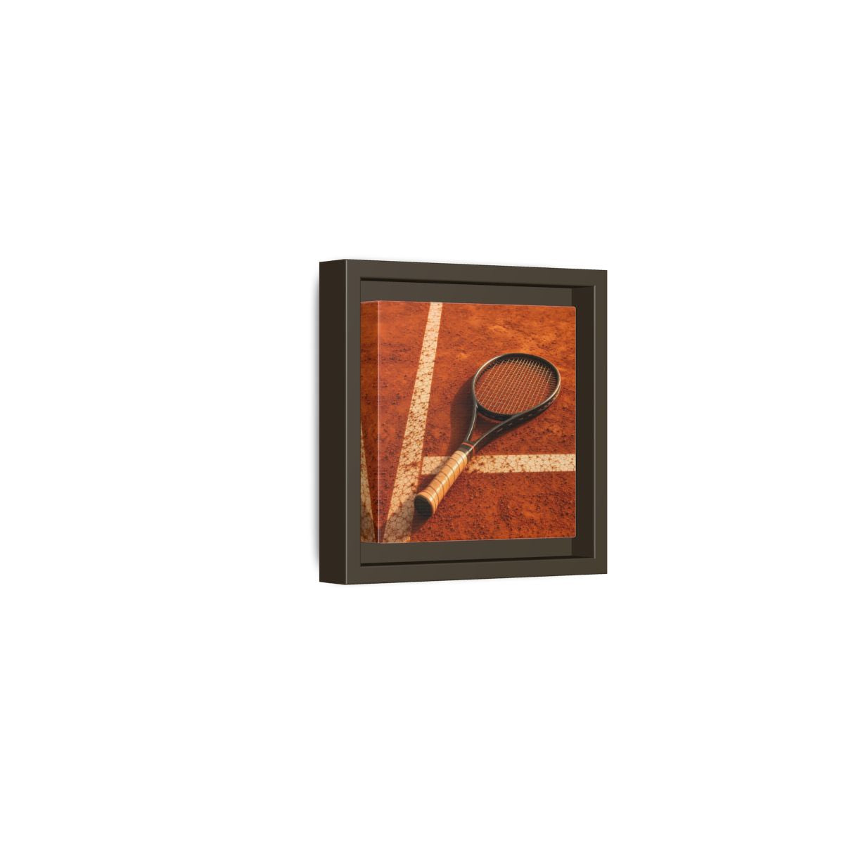 Side Mockup 23. Sports Tennis Racket Tennis Clay Court shown as framed canvas print