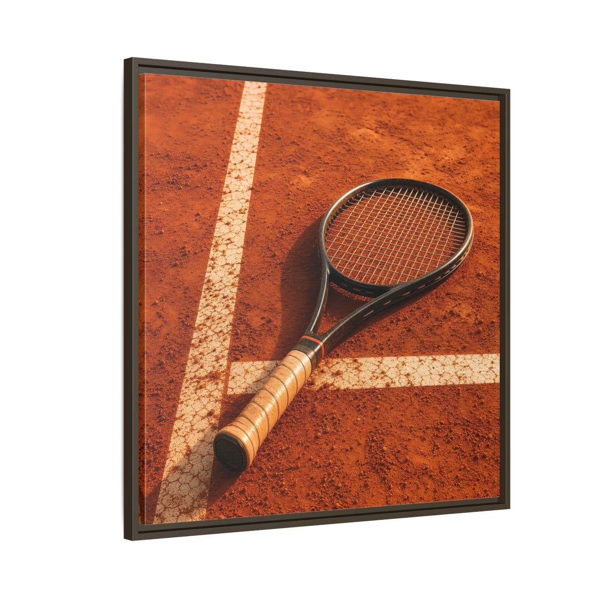 Side Mockup 8. Sports Tennis Racket Tennis Clay Court shown as framed canvas print