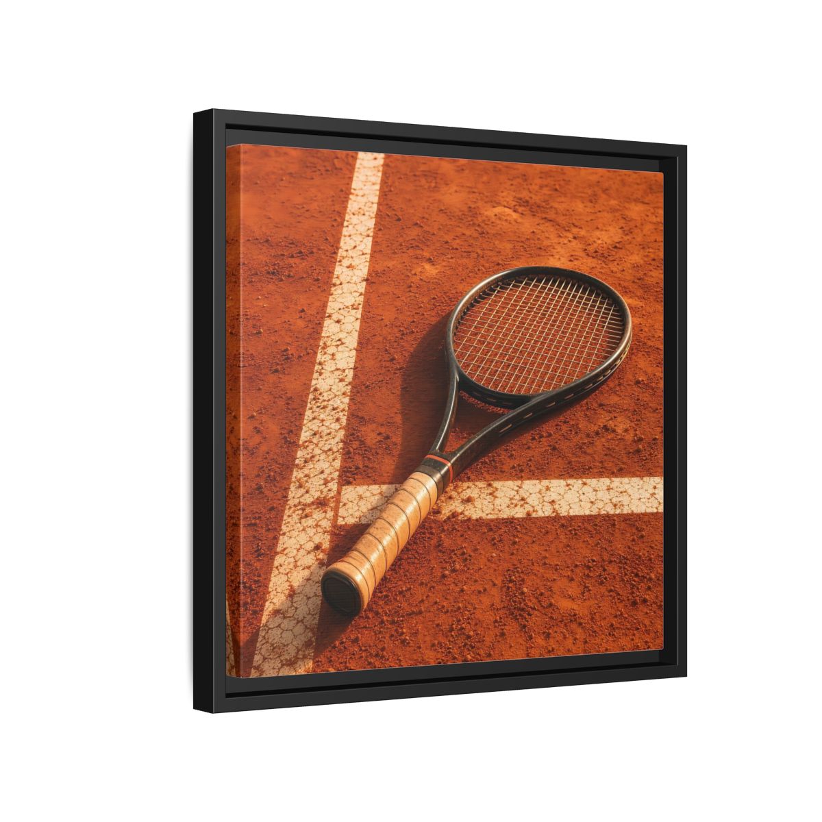 Side Mockup 15. Sports Tennis Racket Tennis Clay Court shown as framed canvas print