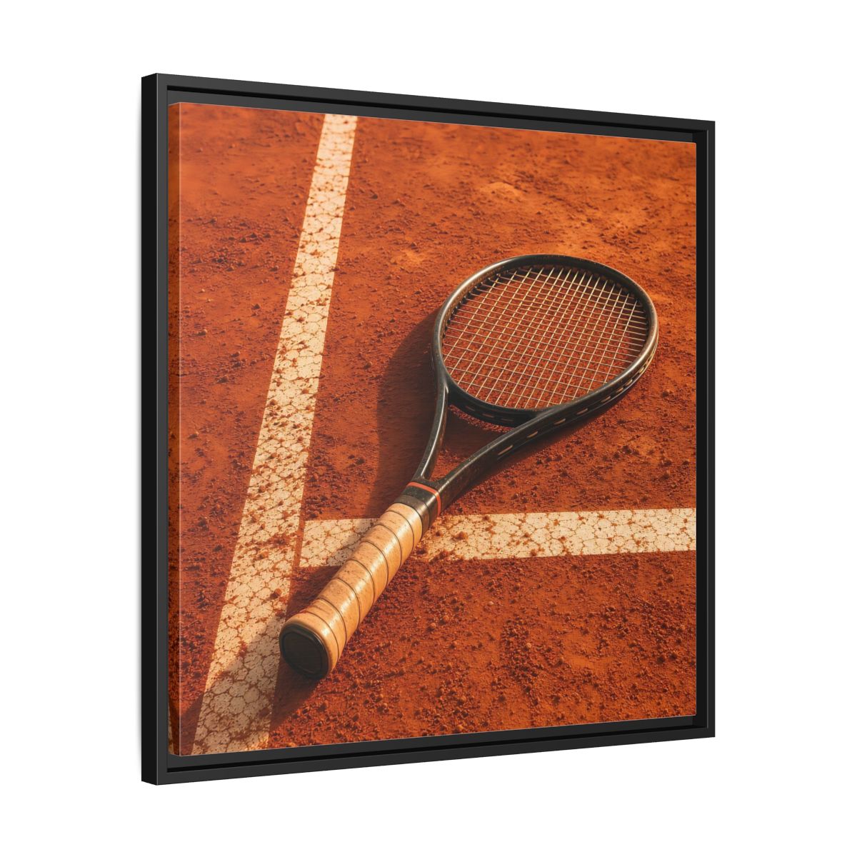 Side Mockup 31. Sports Tennis Racket Tennis Clay Court shown as framed canvas print