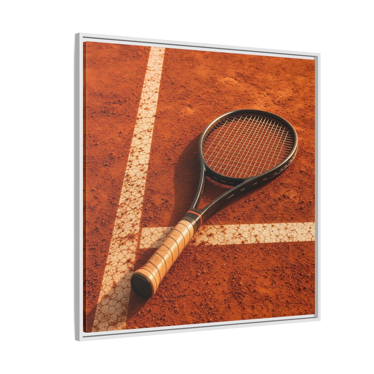 Side Mockup 4. Sports Tennis Racket Tennis Clay Court shown as framed canvas print
